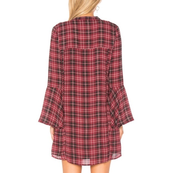 NWT BB DAKOTA Rexford maroon plaid shirt dress - Picture 3 of 5
